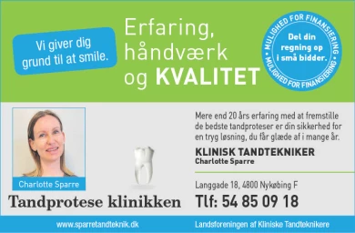 Annonce for  Tandtekniker Charlotte Sparre