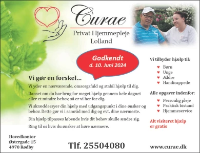 Annonce for  Curae Lolland ApS