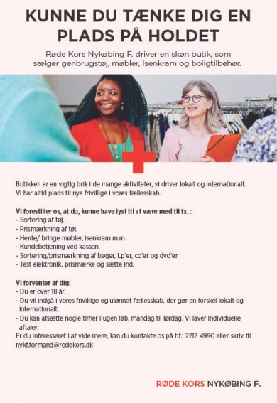 Annonce for  Røde Kors Nykøbing F. - Sydfalster
