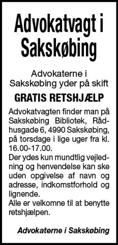 Annonce for  Advokat Wandrup