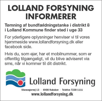 Annonce for  Lolland Forsyning A/S