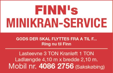 Annonce for  Finn's Minikranservice