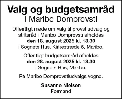 Annonce for  Maribo Domprovsti