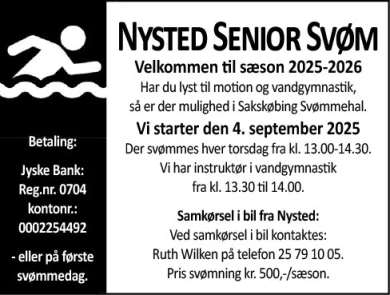 Annonce for  Nysted Svømmeklub