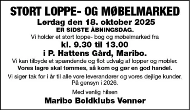 Annonce for  Maribo Boldklubs Venner
