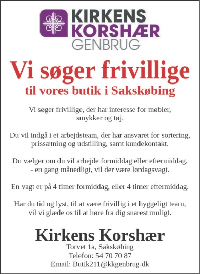 Annonce for  Kirkens Korshær Genbrug